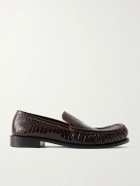 Dries Van Noten - Croc-Effect Leather Loafers - Brown