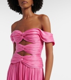 Costarellos Cutout Lurex georgette gown