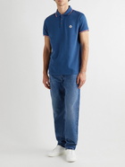 Moncler - Logo-Appliquéd Striped Cotton-Piqué Polo Shirt - Blue