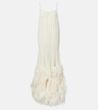 Xu Zhi Feather-trimmed gathered gown