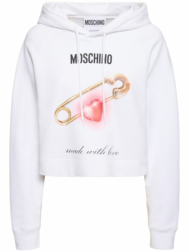 Photo: MOSCHINO Printed Cotton Jersey Hooded Sweatshirt