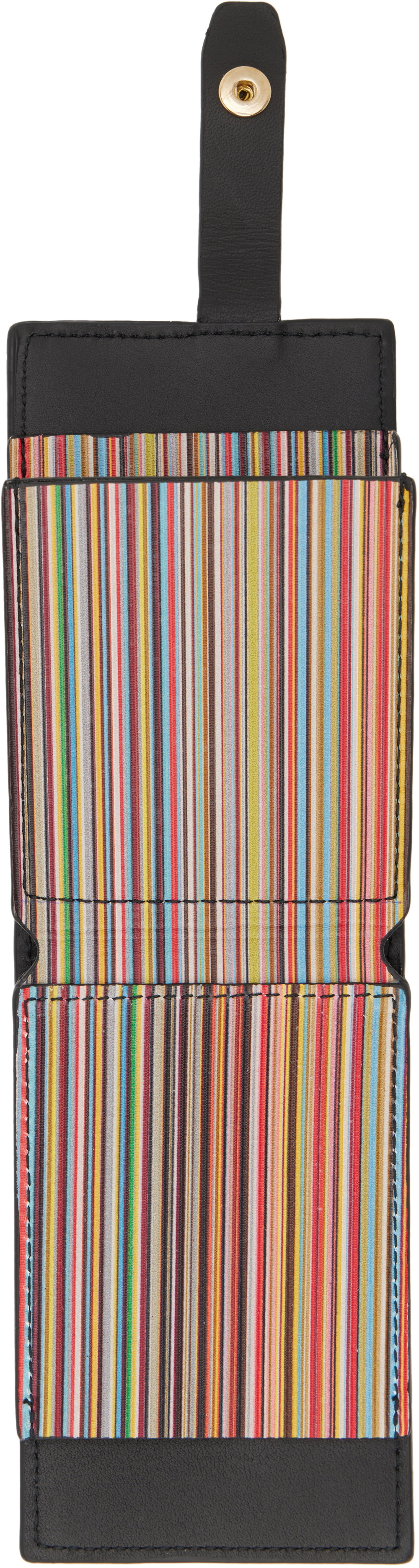 Paul Smith Black Signature Stripe Leather Card Holder