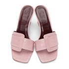 Staud Pink Croc Sylvie Wedge Sandals