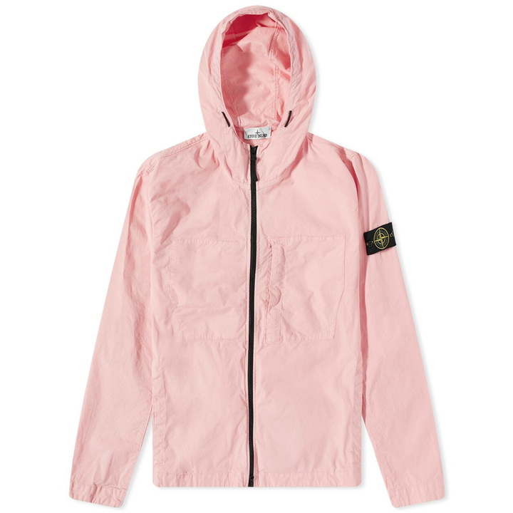 Photo: Stone Island Men's Supima Cotton Twill Stretch Hooded Jacket in Pink