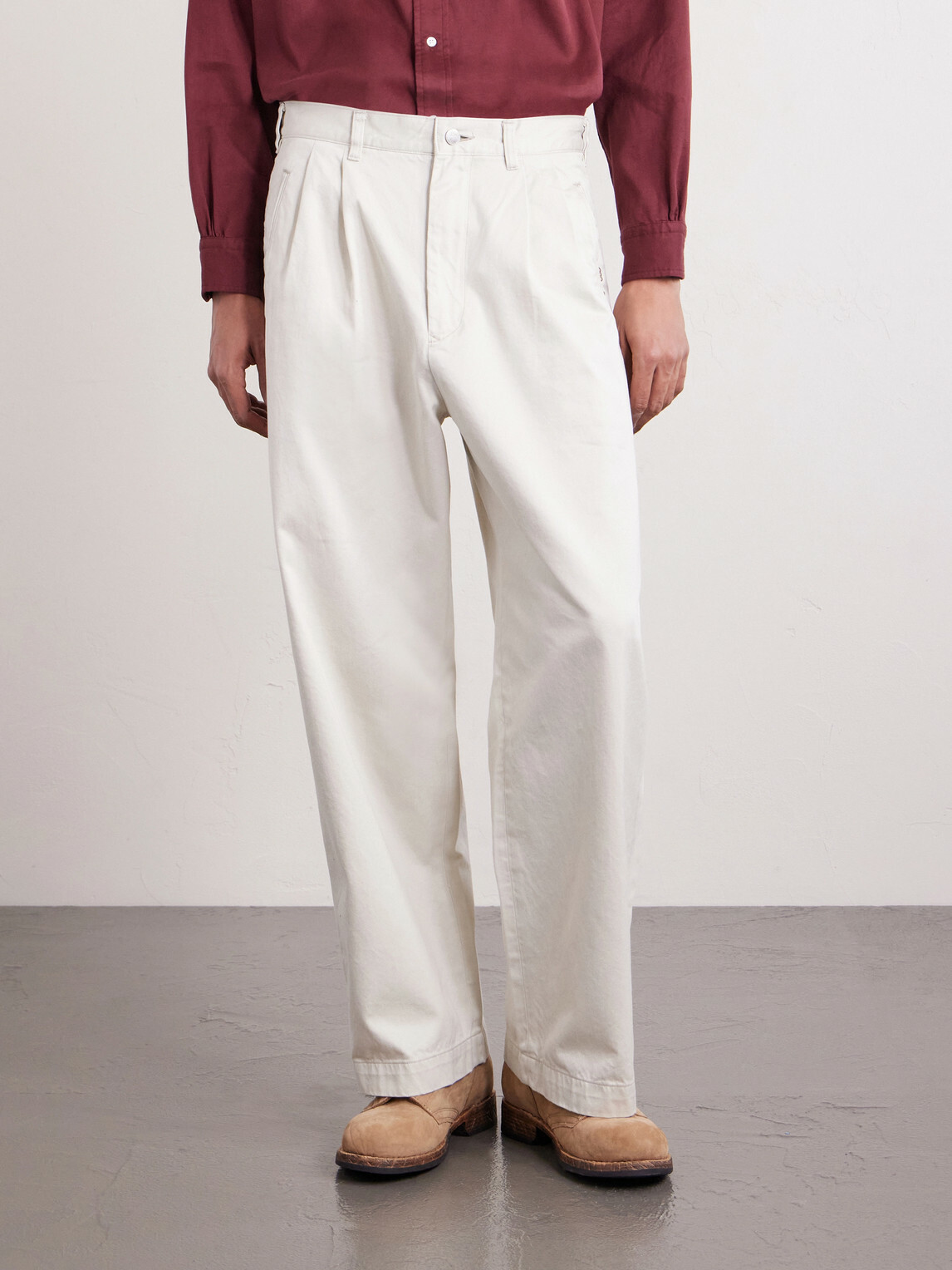 Human Made - Wide-Leg Logo-Embroidered Pleated Cotton-Twill Chinos - White