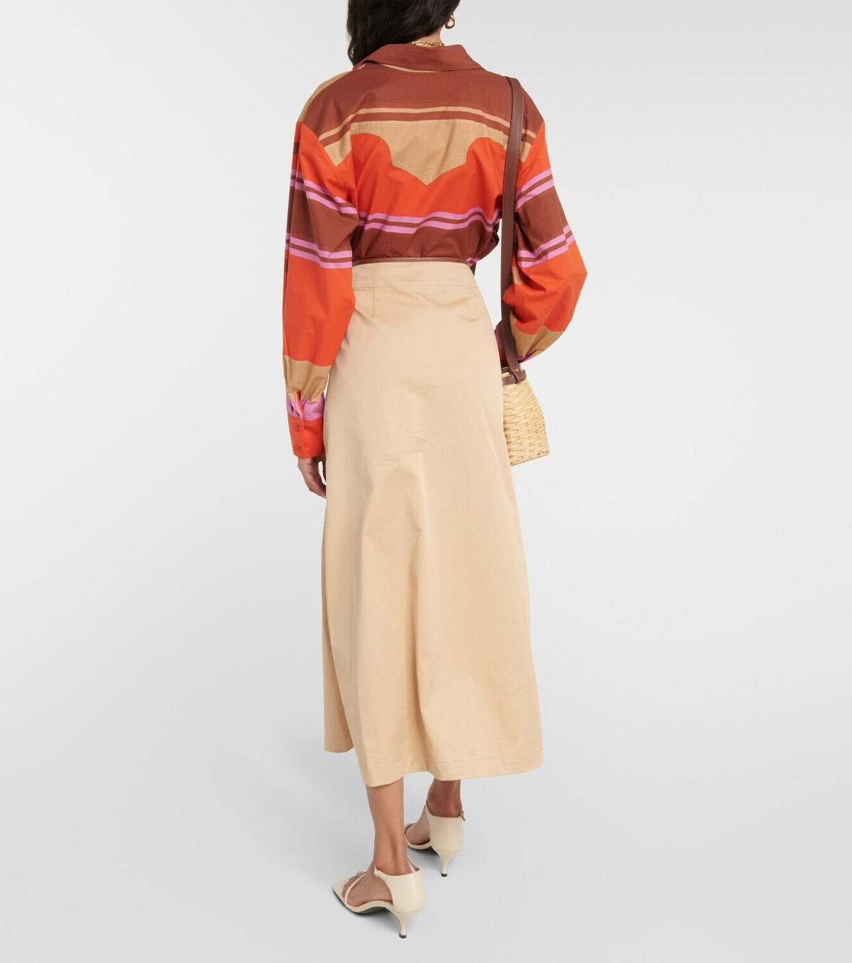 Johanna Ortiz Belted cotton-blend wrap skirt
