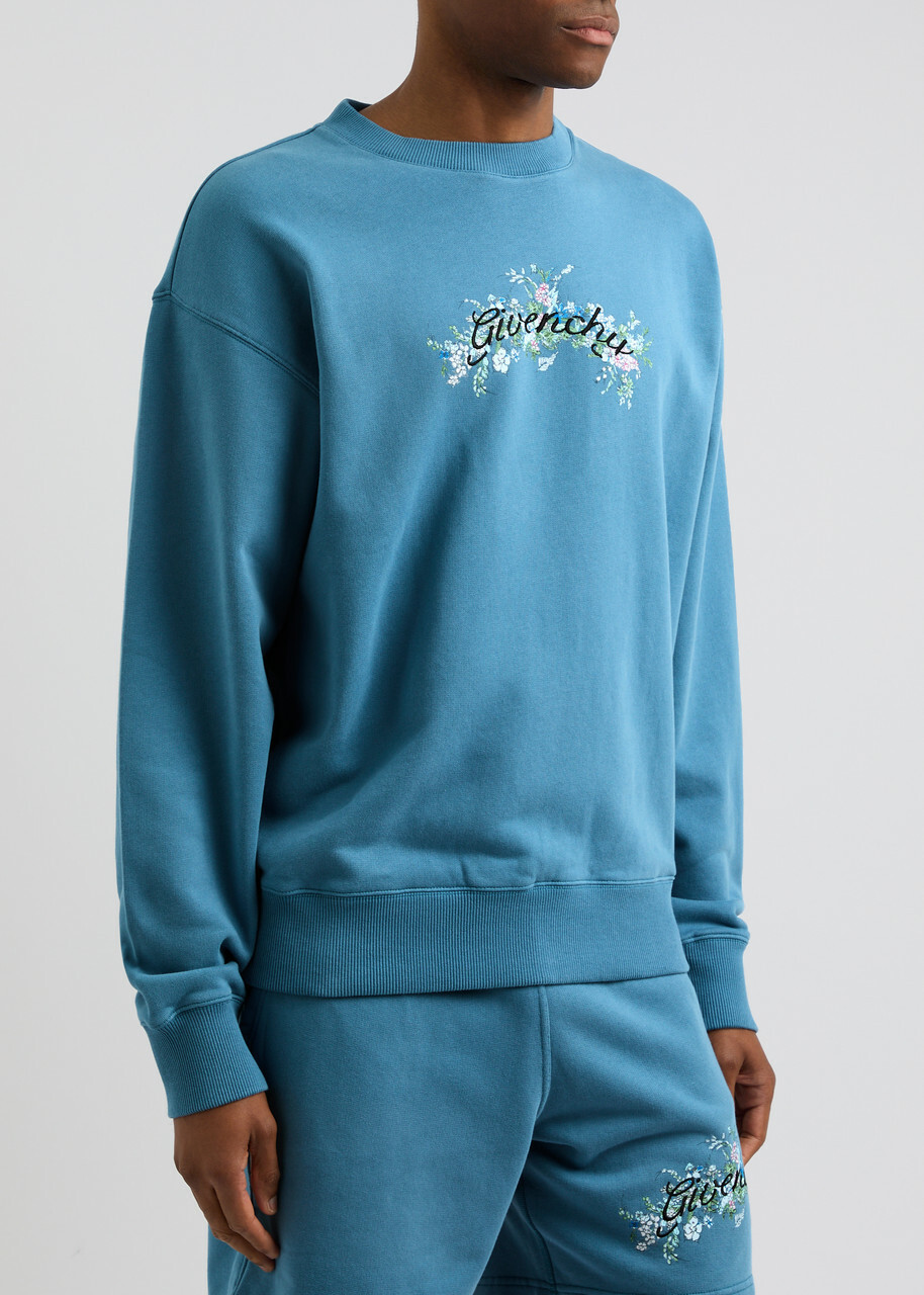 Givenchy Logo-embroidered Cotton Sweatshirt Blue Givenchy