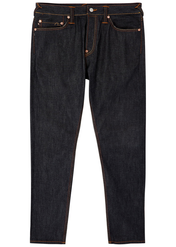 Photo: Evisu Kamon Daicock Printed Slim-leg Jeans Indigo
