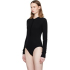Stella McCartney Black Crewneck Ribbed Long-Sleeve Bodysuit