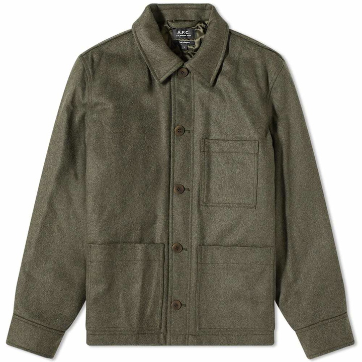 Photo: A.P.C. Men's Emile Padded Chore Jacket in Khaki Marl