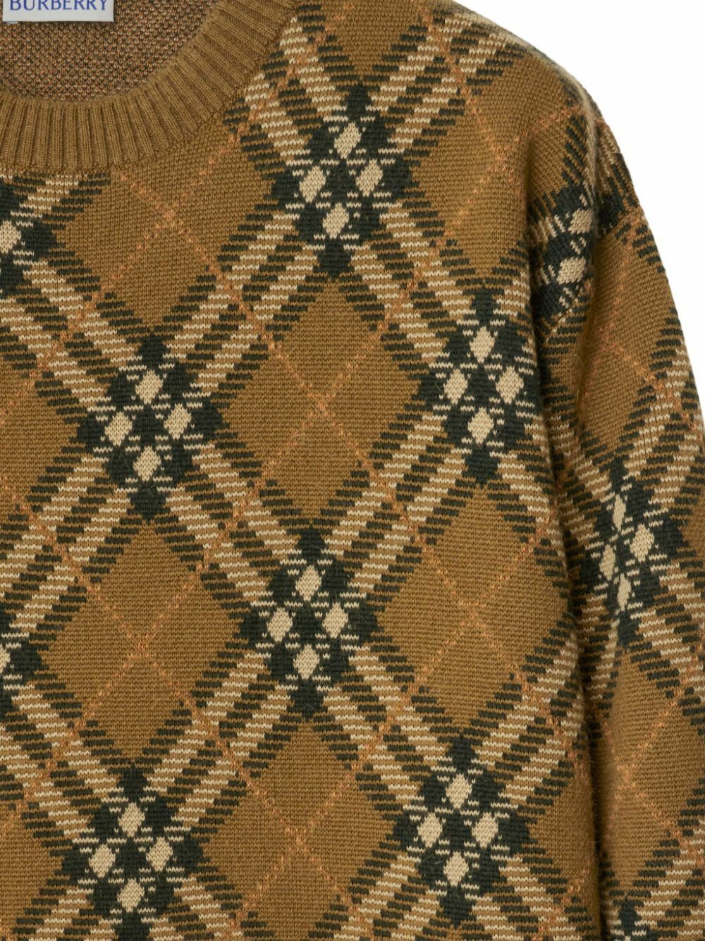 BURBERRY 22SS ニットセーター ホワイト/グリーン/レッド Burberry: Off-White Argyle Check Wool Blend Sweater | SSENSE