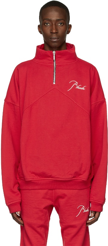 Photo: Rhude Red Quarter Zip Sweater