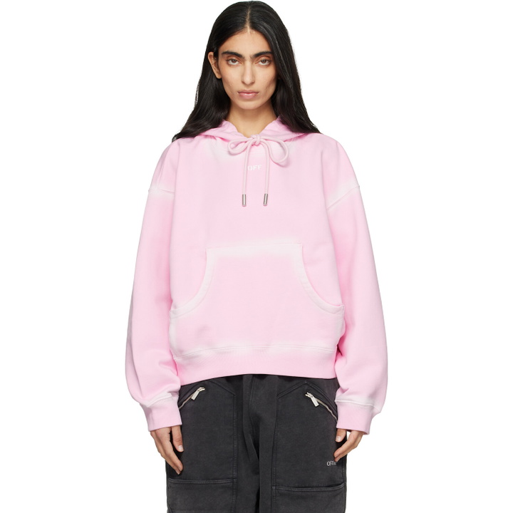 Photo: Off-White Pink Spray Off Stamp Over Hoodie