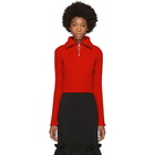 Shushu/Tong Red Ribbed Zip Turtleneck