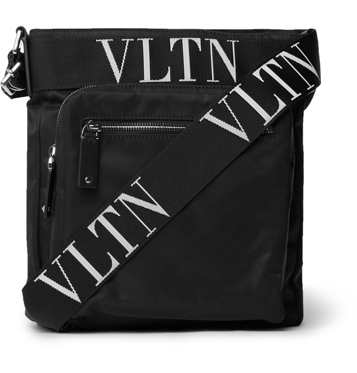 Photo: Valentino - Valentino Garavani Rockstud Logo Webbing-Trimmed Nylon Messenger Bag - Black