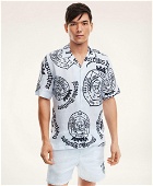 Brooks Brothers Men's Et Vilebrequin Bowling Shirt in the Seal of Approval Print | Navy