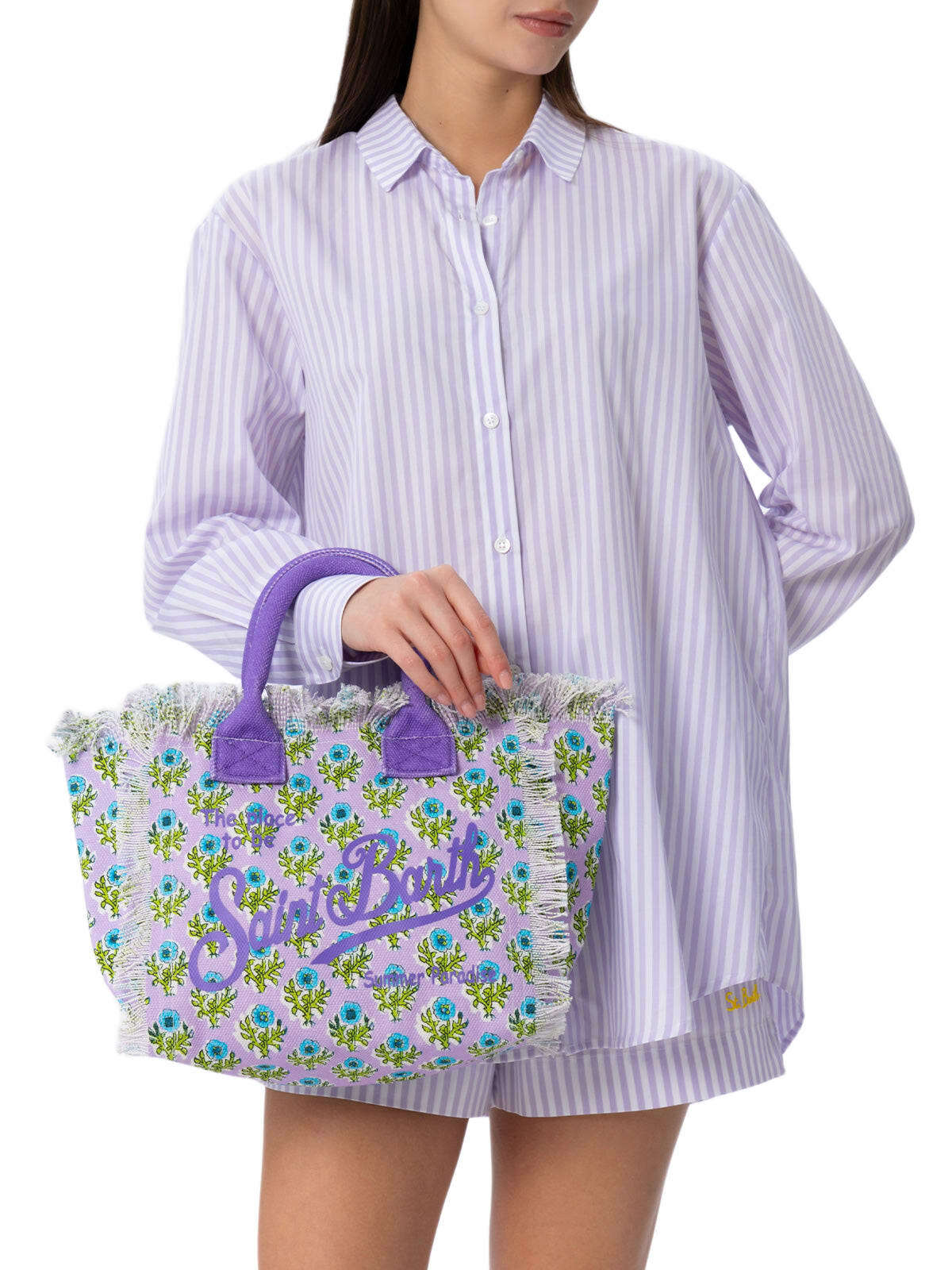 MC2 Saint Barth Flower Cotton Canvas Colette Handbag