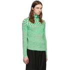 Judy Turner Green and White Knit Turtleneck