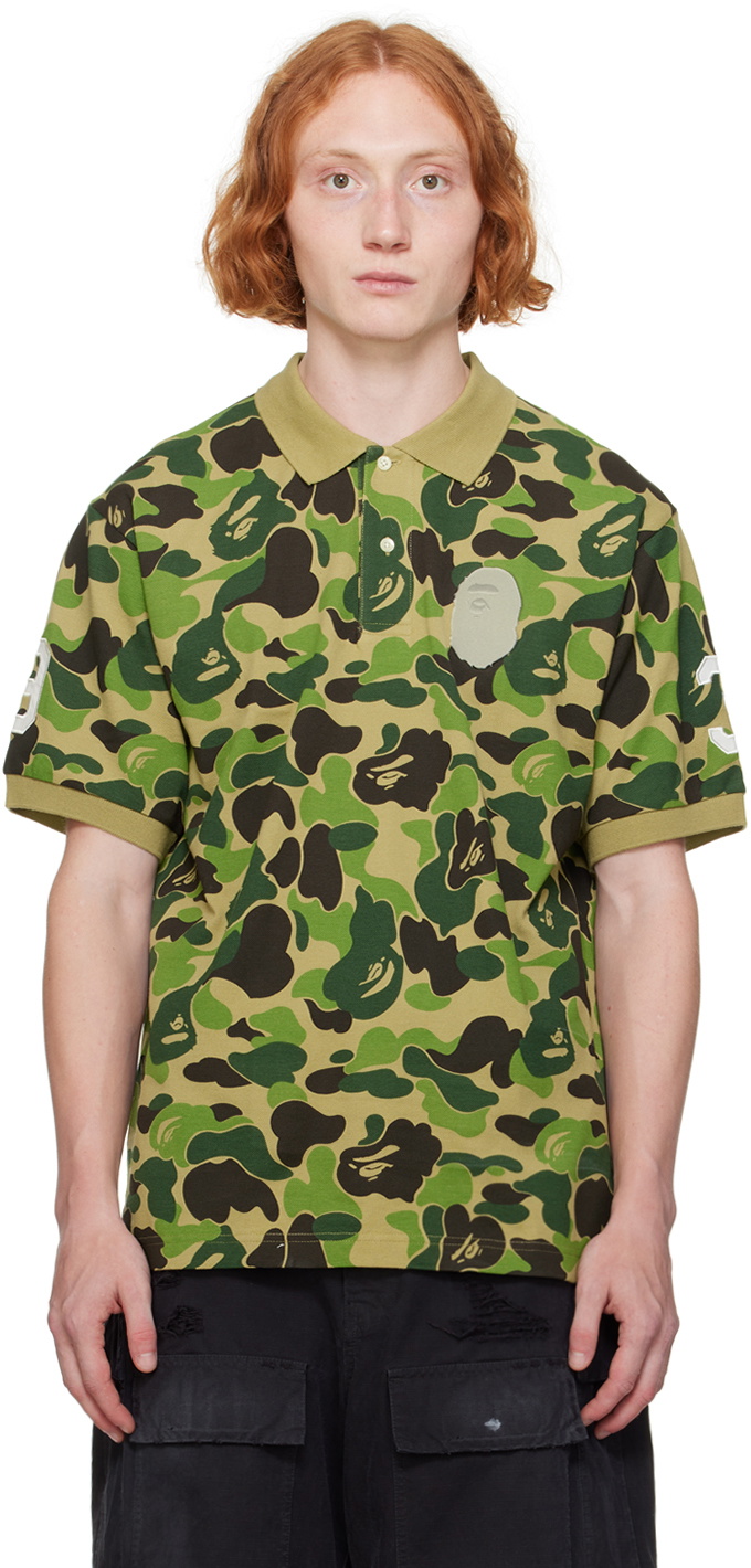 Bape green camo polo shirt sold Small