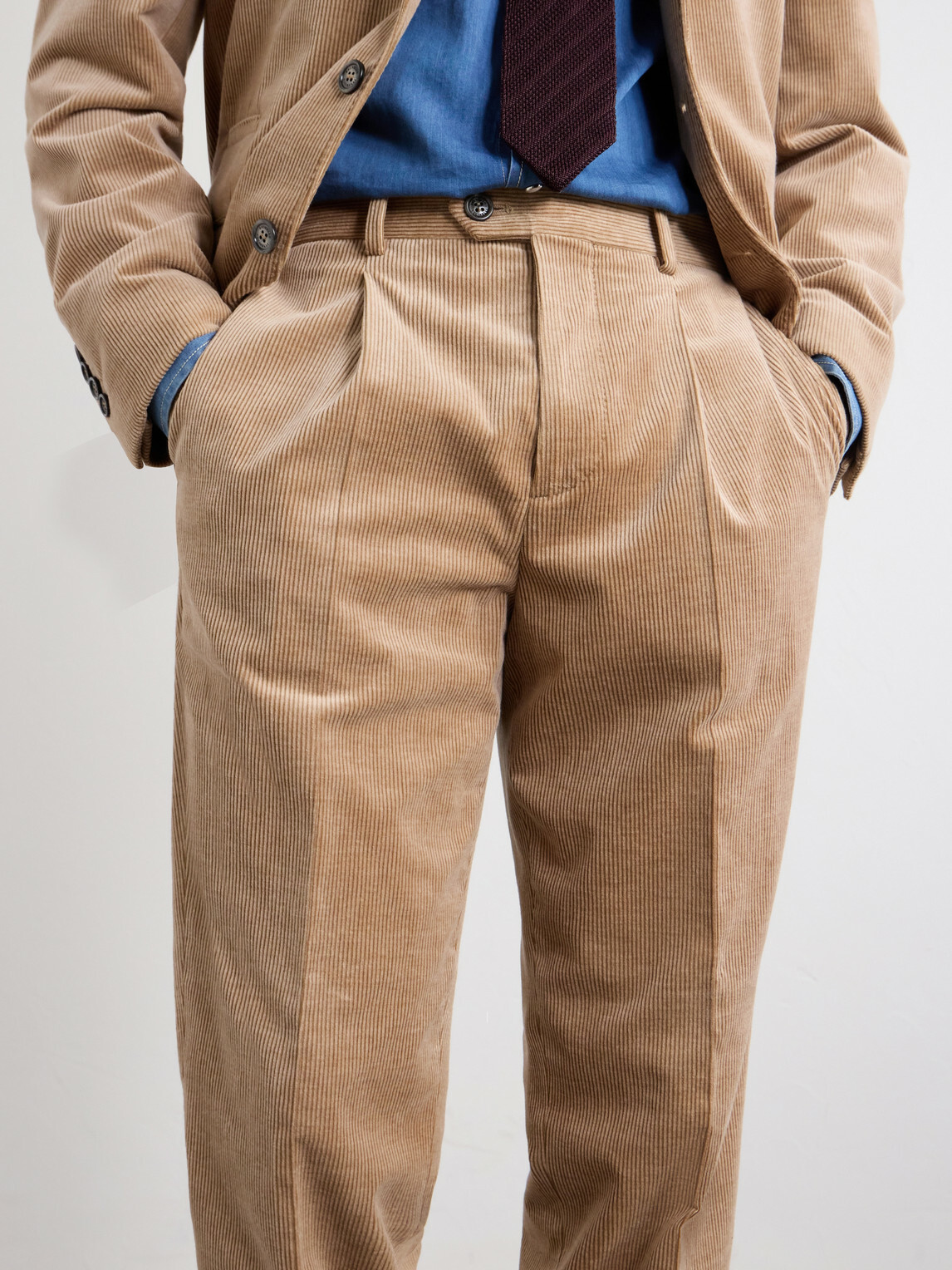 Brunello Cucinelli - Straight-Leg Pleated Cotton-Blend Corduroy Trousers - Brown