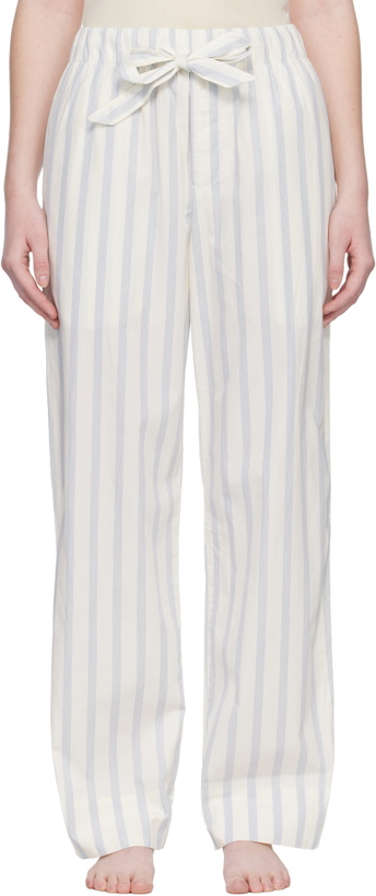 Photo: Tekla Off-White & Blue Poplin Pyjama Pants