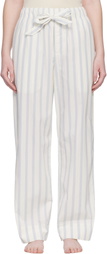 Tekla Off-White & Blue Poplin Pyjama Pants