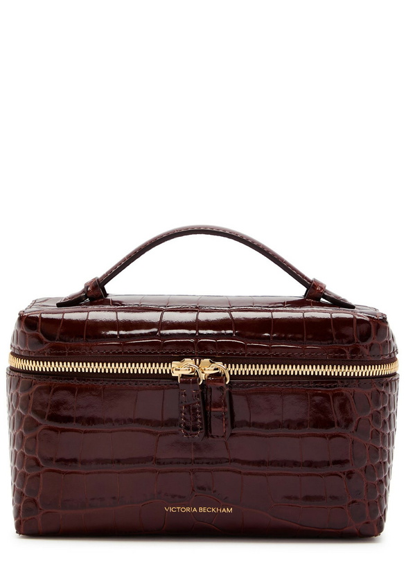 Photo: Victoria Beckham Vanity Crocodile-effect Glossed Leather Cross-body bag - Dark Brown - One Size