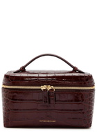 Victoria Beckham Vanity Crocodile-effect Glossed Leather Cross-body bag - Dark Brown - One Size