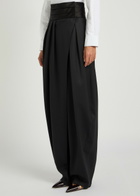 Alaïa Barrel-leg Silk and Stretch-wool Trousers Black