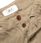 Mr P. - Garment-Dyed Peached Cotton and Linen-Blend Twill Shorts - Sand