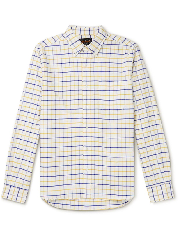 Photo: Beams Plus - Button-Down Collar Checked Cotton Oxford Shirt - White