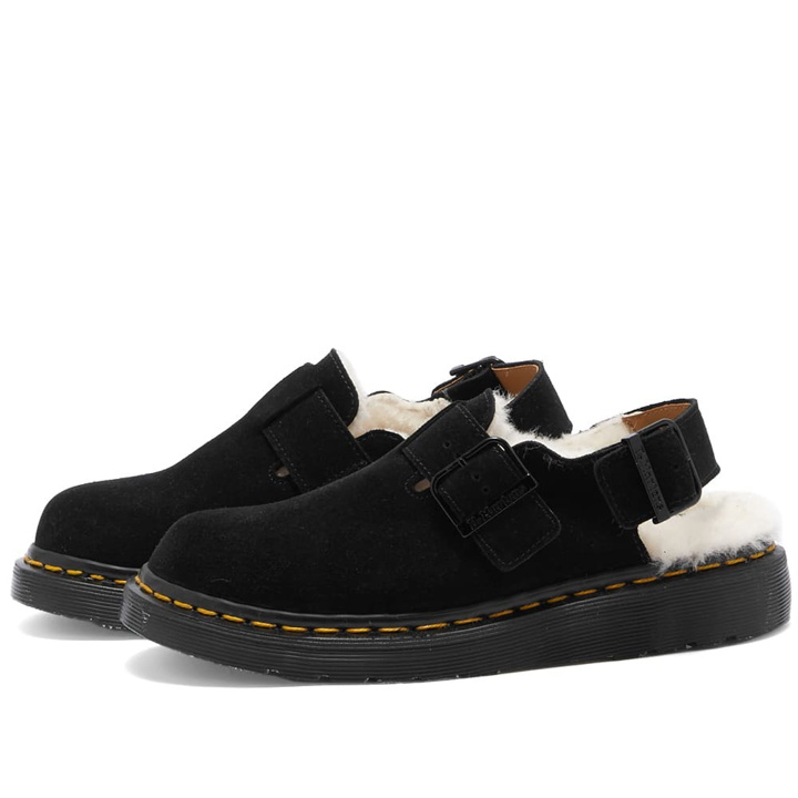 Photo: Dr. Martens Jorge Shearling Mule - Made in England in Black Repello Calf Suede