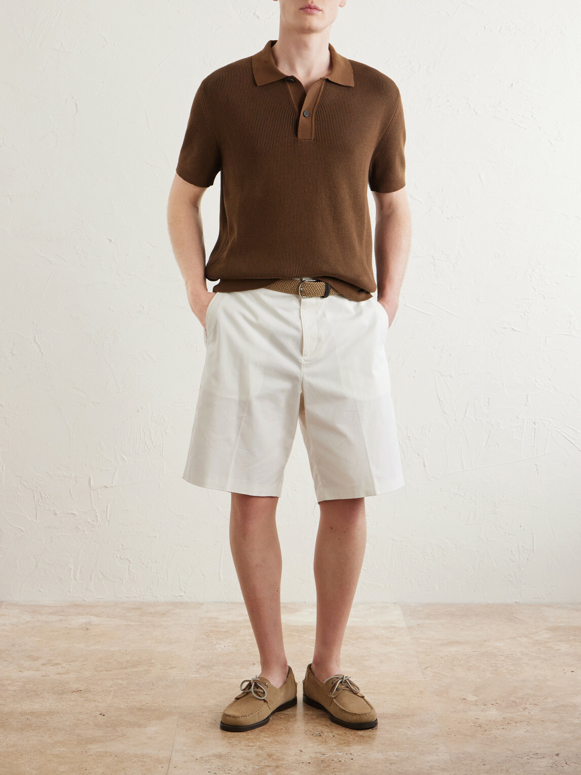 Sunspel - Ribbed Cotton Polo-Shirt - Brown