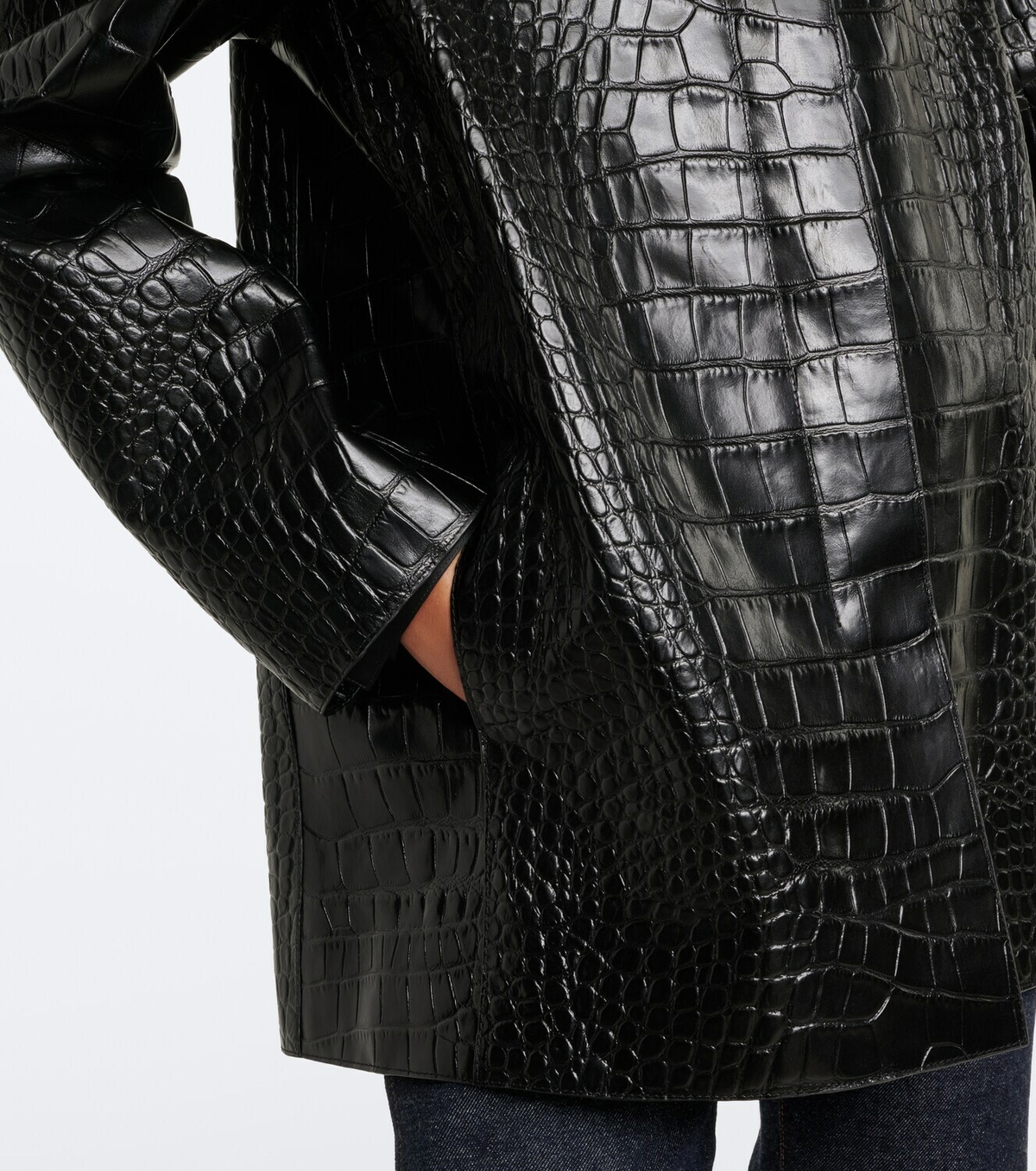 Khaite Sadie croc-effect leather coat