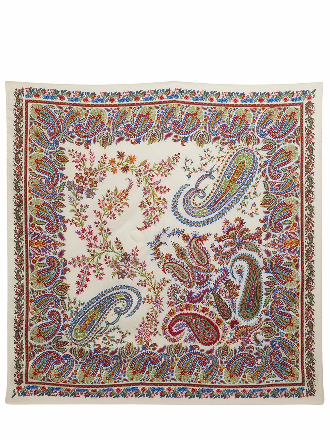 Écharpe ETRO En Laine Et Soie – Motif Batik Multicolore – Foulard Rectangulaire Femme