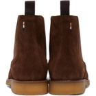 BOSS Brown Suede Signature-Stripe Stitching Chelsea Boots