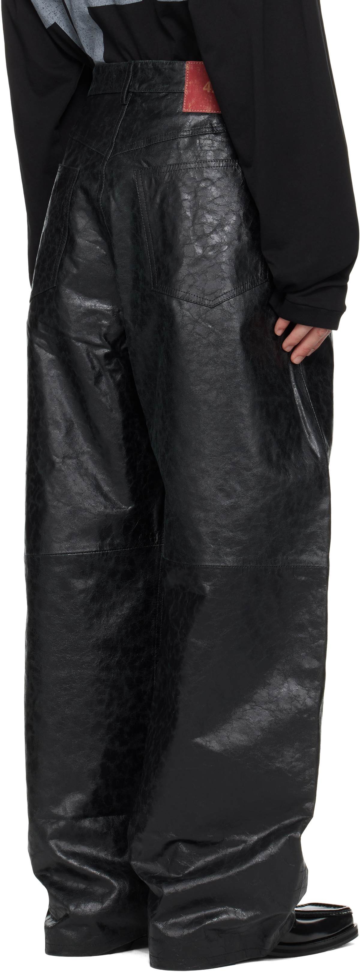 424 Black 'Big Daddy' Leather Pants