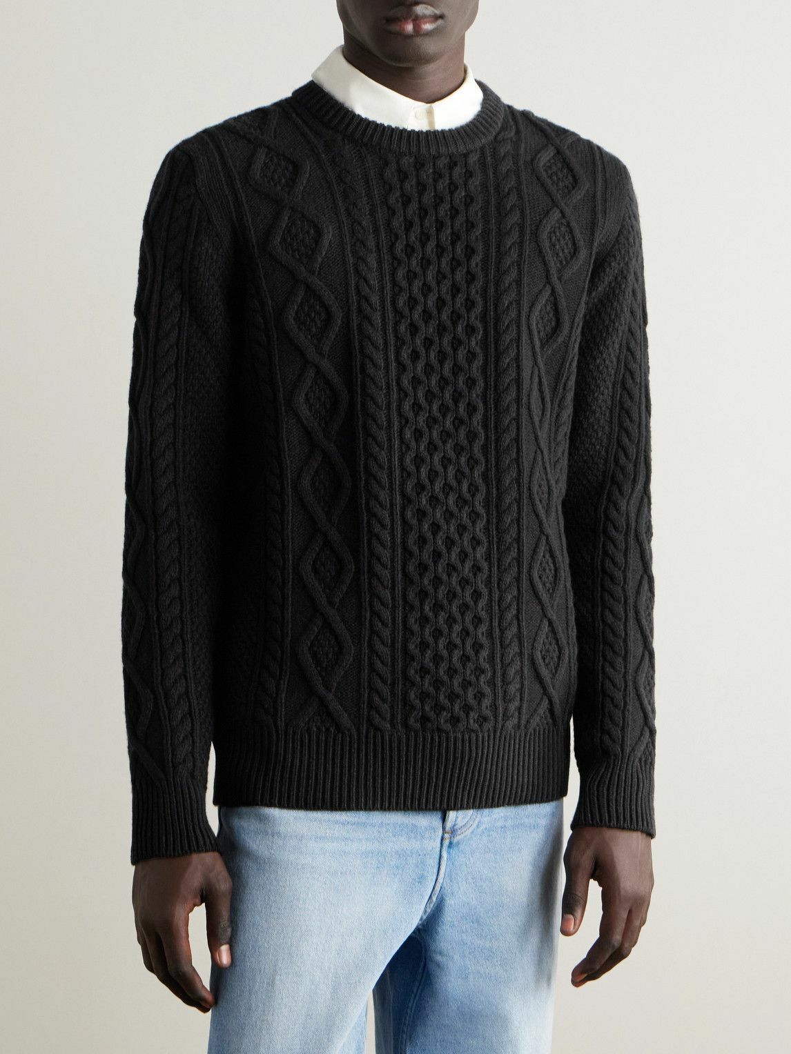 Ghiaia Cashmere - Pescatore Cable-Knit Wool Sweater - Black