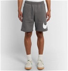 Nike - Sportswear Club Logo-Print Fleece-Back Cotton-Blend Jersey Shorts - Gray