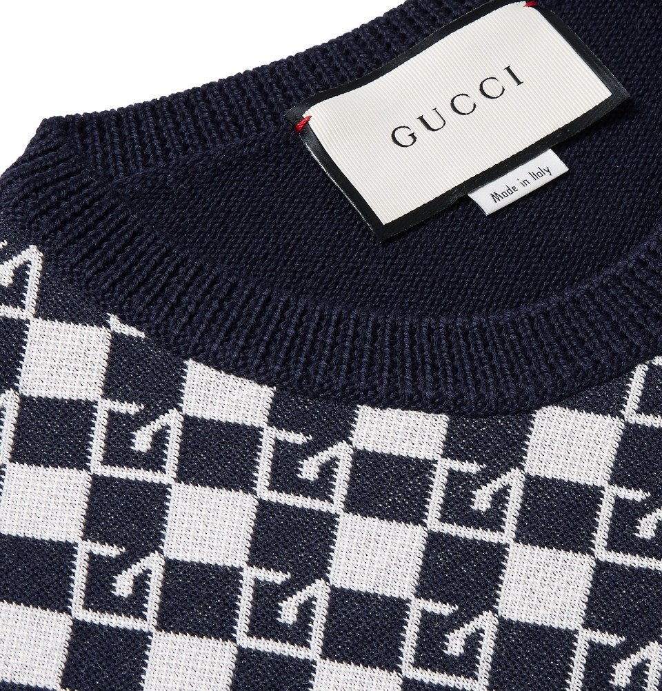 Gucci - Logo-Jacquard Wool Sweater Vest - Midnight blue Gucci