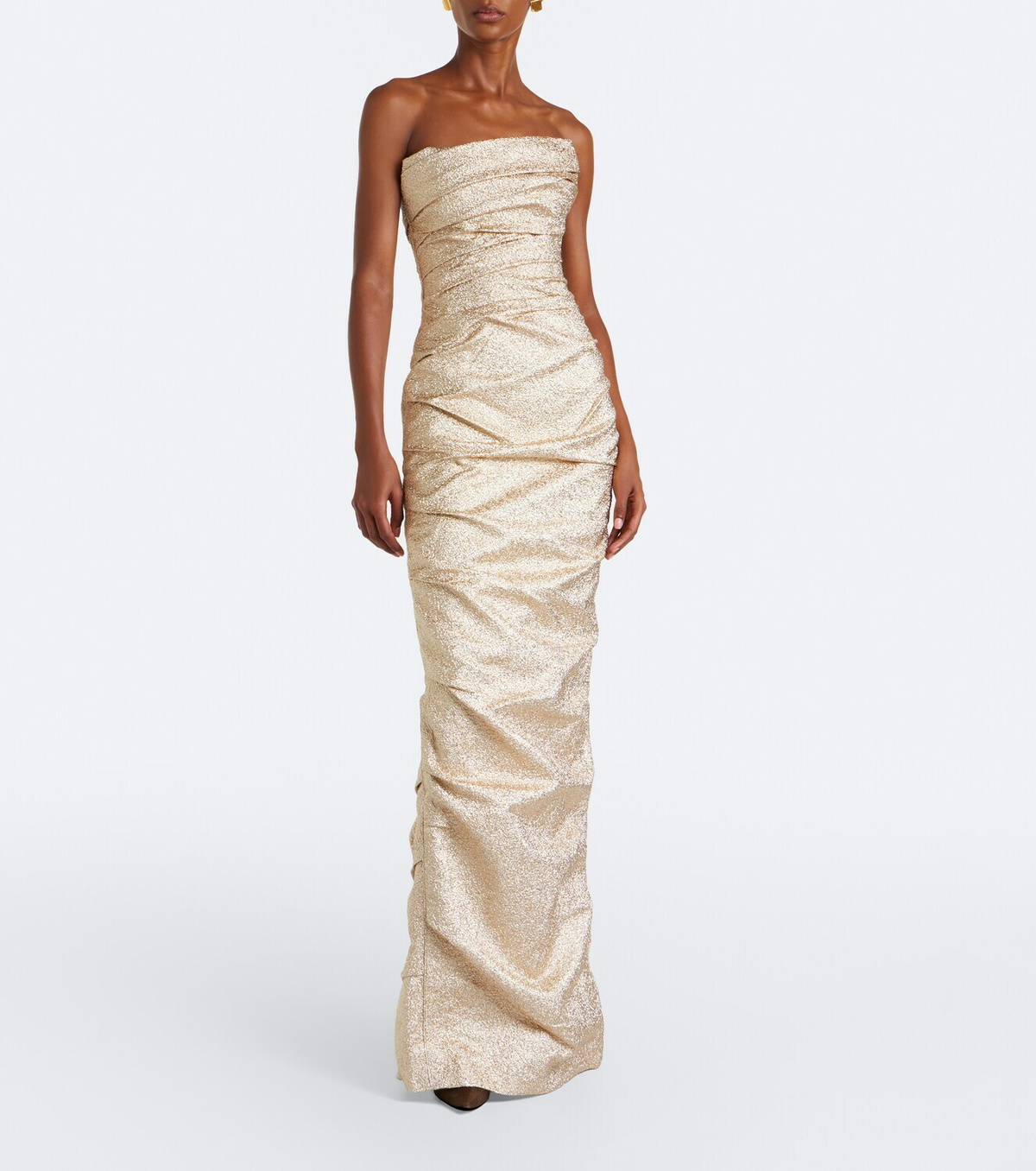 Marmar Halim Gathered lamé corset gown