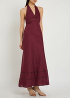Faithfull The Brand Jasmine Halterneck Cotton Maxi Dress Dark Red