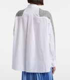 Sacai Cable-knit wool and poplin cardigan