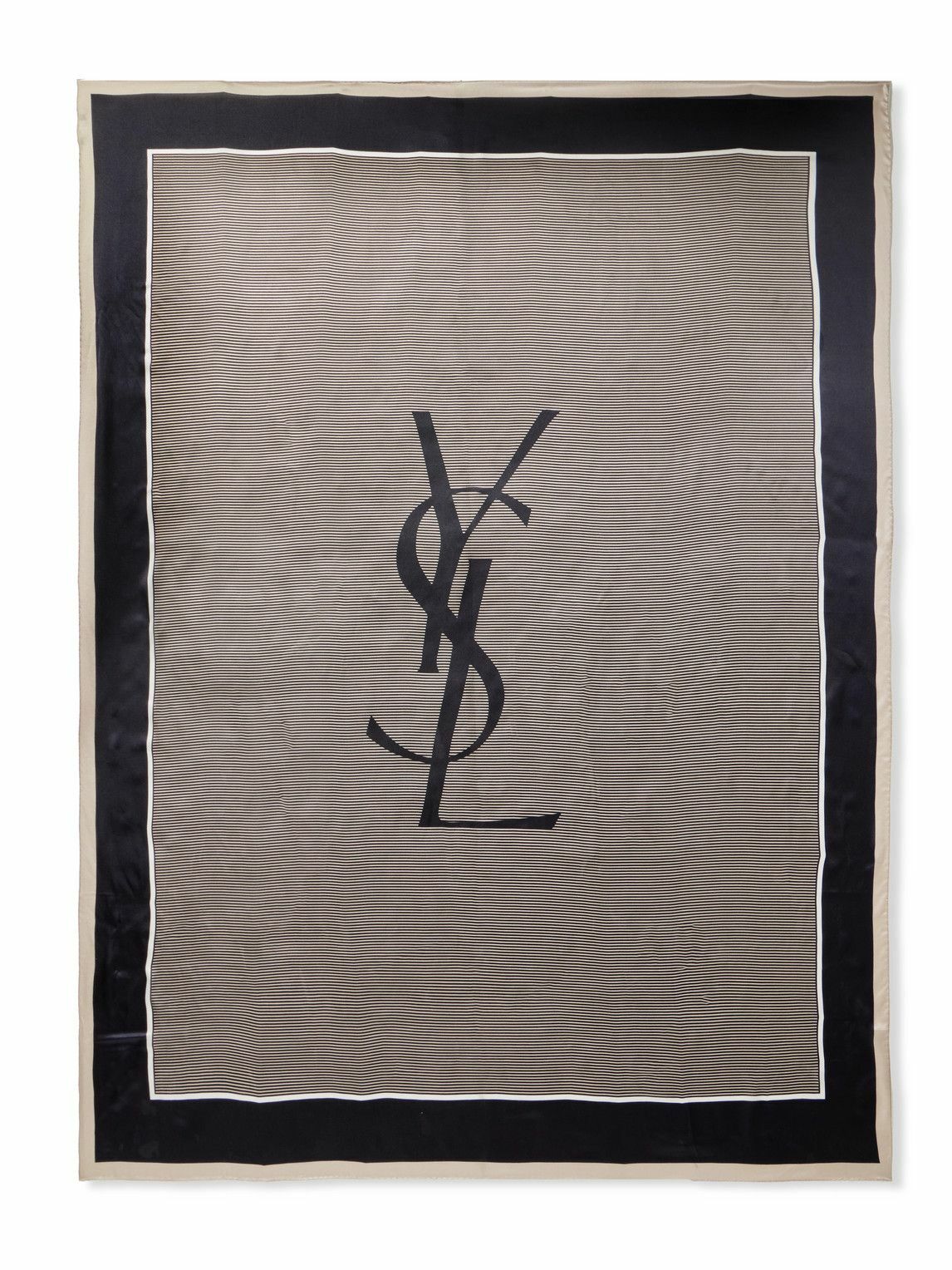 SAINT LAURENT - Logo-Print Striped Silk-Satin Scarf