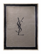 SAINT LAURENT - Logo-Print Striped Silk-Satin Scarf