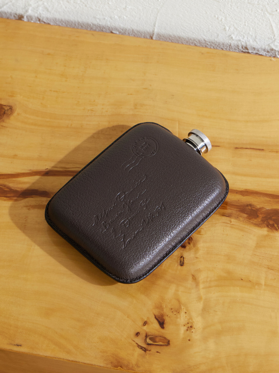 Dunhill - Embossed Leather Envelope Flask - Brown