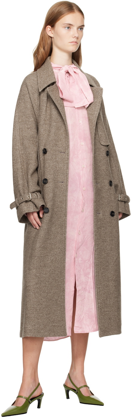 UMBER POSTPAST Beige Wool Felted Trench Coat