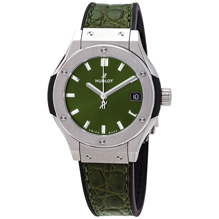 Photo: Hublot Classic Fusion Quartz Green Dial Ladies Watch 581.NX.8970.LR