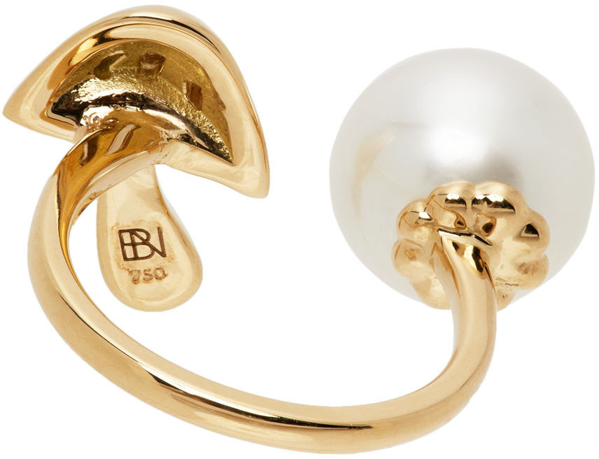 BRENT NEALE Gold & White Pearl & Mushroom Ring