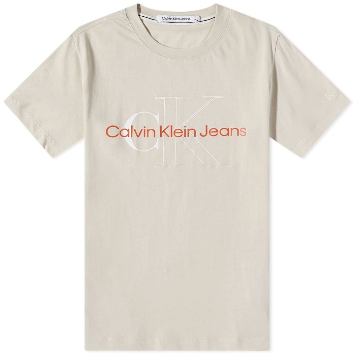 Photo: Calvin Klein Men's Two Two Monogram Logo T-Shirt in Eggshell